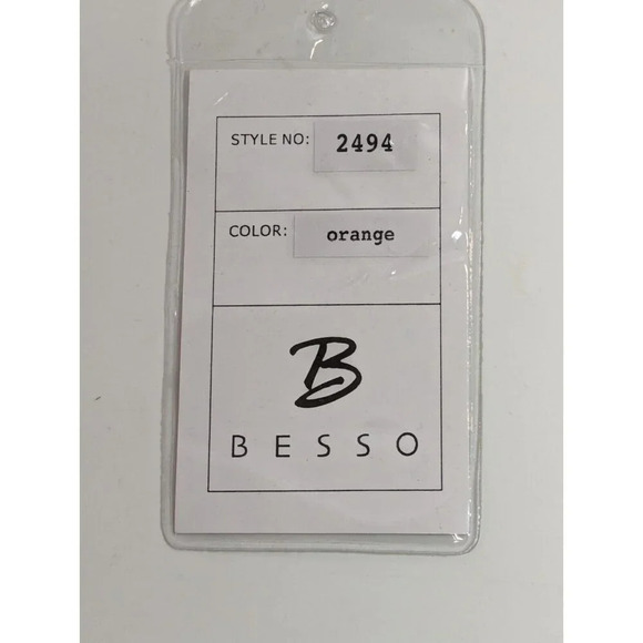 Besso Designer Leather Handbag Orange Purse Silver Stud ID Tag Style No. 2494 - Picture 7 of 10